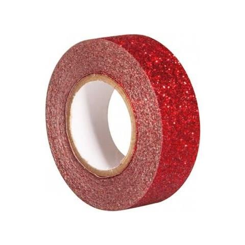Rayher 59925287 glitter Tape, 15 mm, Rotolo 5 m, Klassikrot - Foto 4