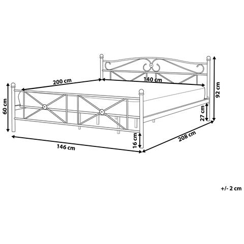 Letto Matrimoniale In Metallo Nero 140 X 200 Cm Rodez - Foto 16