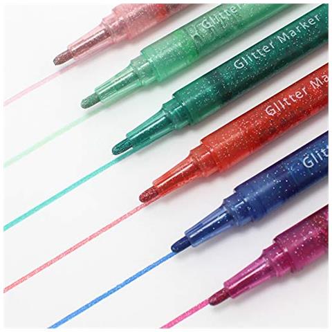 6 Pennarelli Glitterati Colorati (38877), Multicolore (1)  - Foto 4