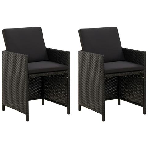 VIDAXL Sedie Da Giardino Con Cuscini 2 Pz In Polyrattan Nere