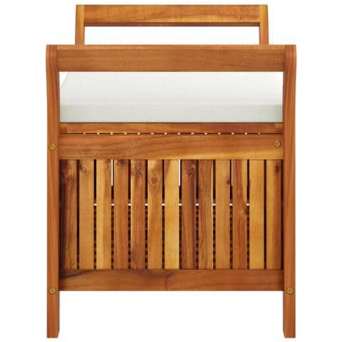 Panca Portaoggetti Giardino Cuscino 91 Cm Legno Massello Acacia - Foto 2