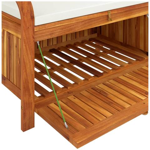 Panca Portaoggetti Giardino Cuscino 91 Cm Legno Massello Acacia - Foto 9