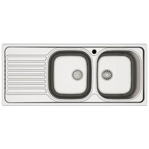 Lavello Incasso Cucina Mp1162sx Acciaio116x50 Cm Due Vasche E Gocciolatoio Sinistro - Foto 2