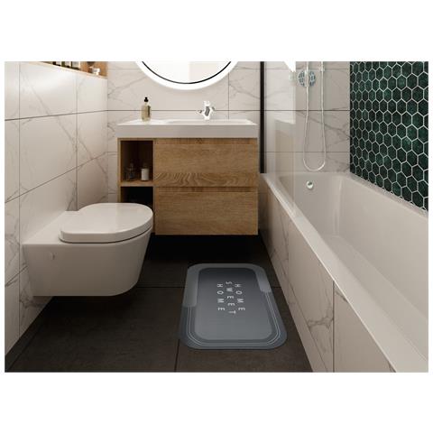 Tappeto Bagno Doccia Antiscivolo Assorbente Home Sweet Home Home Sweet Home Grigio Scuro - Foto 2