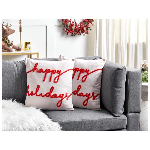 Set Di 2 Cuscini Exacum Velluto 45 X 45 Cm Bianco Modello Natalizio - Foto 1