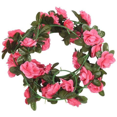 Ghirlande Fiori Artificiali Natale 6 Pz Rosa Rossa 240 Cm - Foto 2