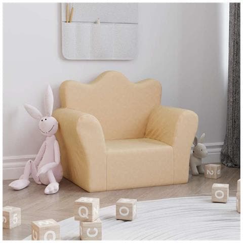 Divano Per Bambini Crema In Morbido Peluche - Foto 1