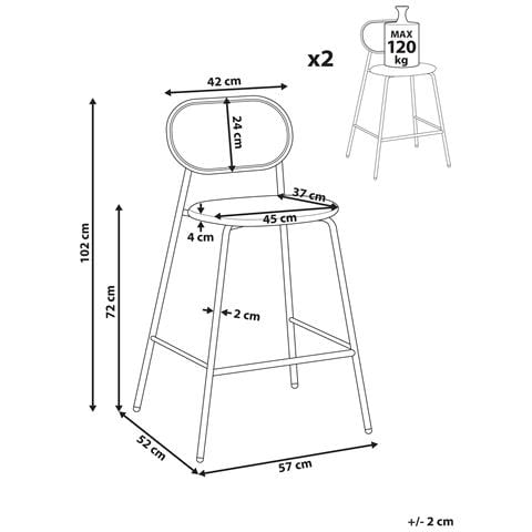 Set Di 2 Sedie Alte Adaver Nero - Foto 8