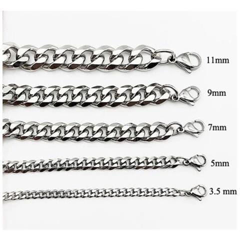 Collana A Catena Nk In Acciaio Inossidabile, Maglia Cubana Lucidata A 6 Lati, Colore Acciaio  M 3 Millimetri - Foto 2