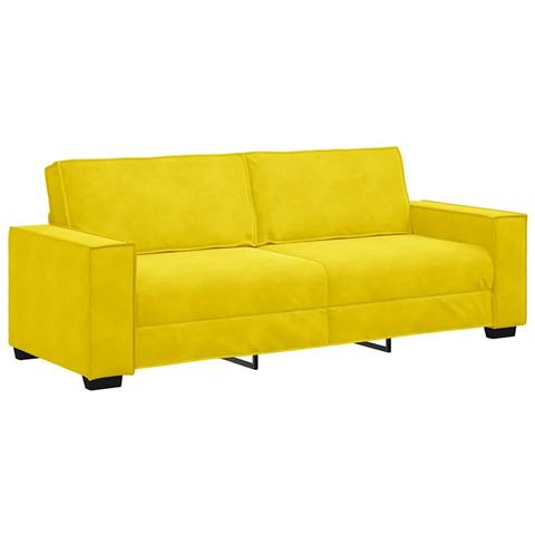 Divano a 3 Posti Giallo 180 cm in Velluto - Foto 1