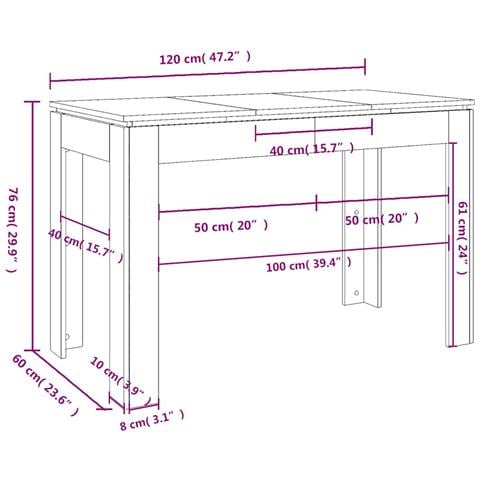 Tavolo Da Pranzo Rovere Artigianale 120x60x76 Cm In Truciolato - Foto 9