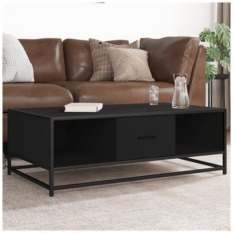 Tavolino Salotto Nero 100x57x35 Cm In Truciolato E Metallo - Foto 1