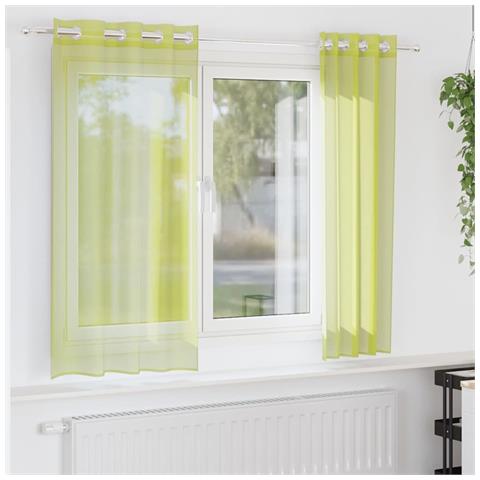 Tende In Voile Con Occhielli 2 Pz Verde Mela 140x140 Cm - Foto 1