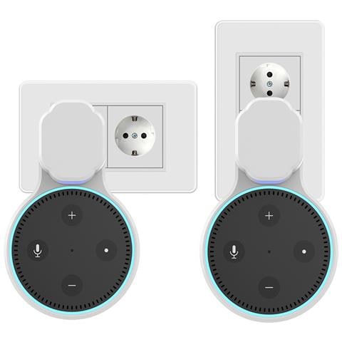 Supporto Da Parete Per Amazon Echo Dot (gen 2) Con Cavo Integrato 8x7x15 Cm. Colore Bianco - Foto 2