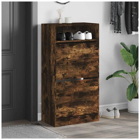 Lusso Casadino -  Scarpiera Rovere Fumo 60x34x116 Cm In Legno Multistrato - Foto 2
