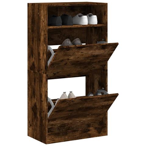 Lusso Casadino -  Scarpiera Rovere Fumo 60x34x116 Cm In Legno Multistrato - Foto 8