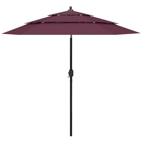 Lusso Casadino -  Ombrellone A 3 Livelli Con Palo In Alluminio Rosso Bordò 2,5 M - Foto 2