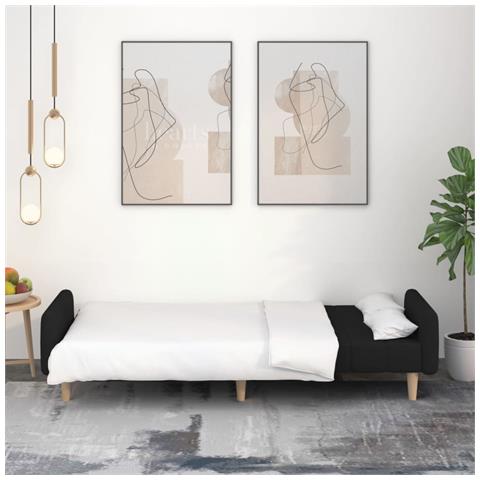 Divano Letto A 2 Posti Nero In Tessuto - Foto 2