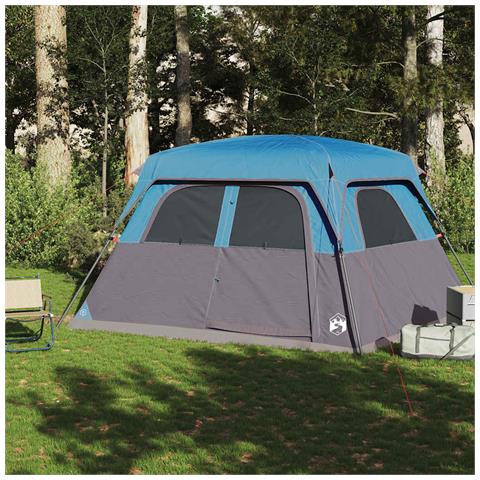 Tenda Familiare Cabina per 6 Persone Blu Impermeabile - Foto 2