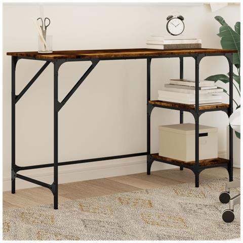 Lusso Casadino -  Scrivania Rovere Fumo 120x50x75cm Metallo E Legno Multistrato - Foto 8