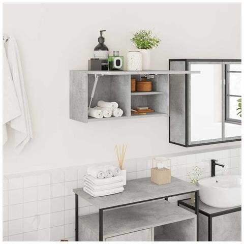Armadietto da Bagno Grigio Cemento 60x25x30 cm in Truciolato - Foto 2