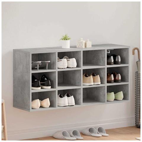 Scarpiera Grigio cemento 103 x 30 x 51 cm Legno multistrato - Foto 2