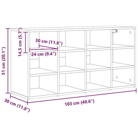 Scarpiera Grigio cemento 103 x 30 x 51 cm Legno multistrato - Foto 9
