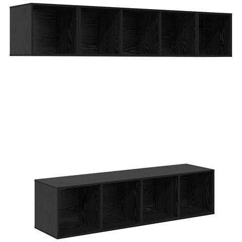 Set mobile TV 4 pz Rovere Nero Legno ingegnerizzato - Foto 1