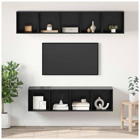 Set mobile TV 4 pz Rovere Nero Legno ingegnerizzato - Foto 2