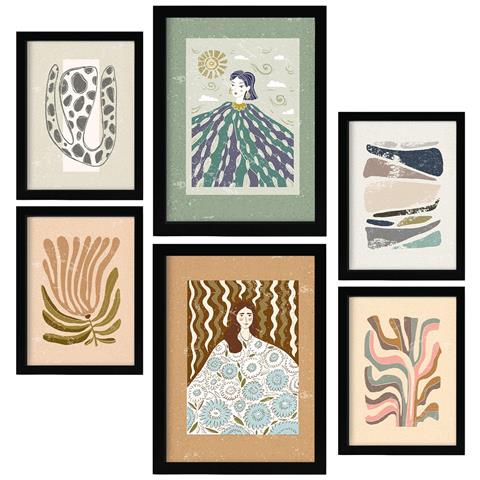 Set Di 6 Stampe Stampa Di Madre Natura In Cornice Decorativa Etnica Per Il Tuo Soggiorno, Camera Da Letto, Stampa Artistica Da Parete Per La Casa A3 & A4 Senza Cornice - Foto 1