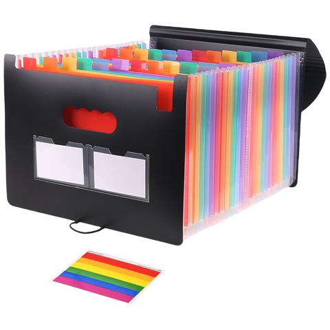 Cartella Portadocumenti Espandibile A 25 Tasche, Organizer Per Documenti A Fisarmonica Arcobaleno Con 18 Chiusure Sicure - Foto 1