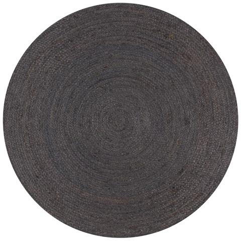 Tappeto Lavorato A Mano In Juta Rotondo 150 Cm Grigio Scuro - Foto 2