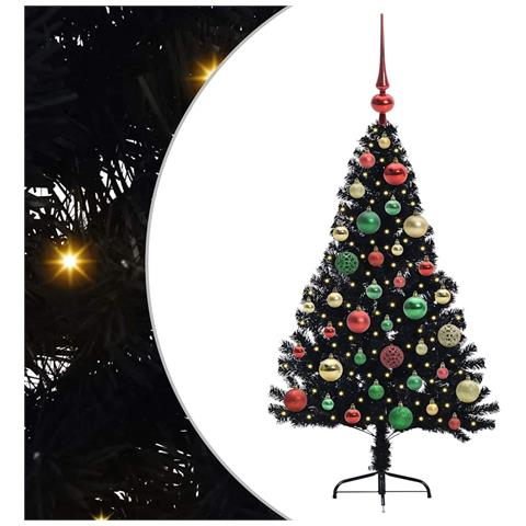 Albero di Natale artificiale con luci integrate Nero 120 cm PVC - Foto 1