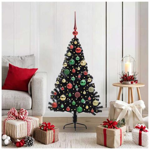 Albero di Natale artificiale con luci integrate Nero 120 cm PVC - Foto 2