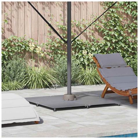 Base per ombrellone Aspetto legno grigio scuro 100 x 100 x 4 cm - Foto 2