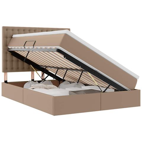 Letto con contenitore e LED Cappuccino 140 x 190 cm - Foto 1