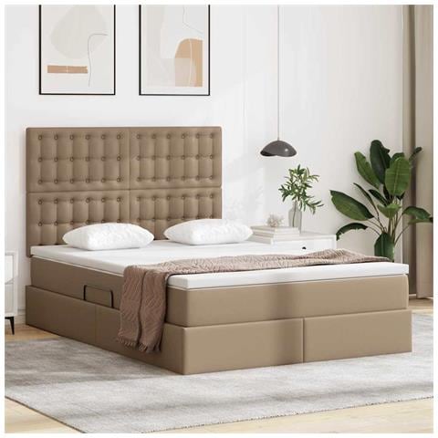 Letto con contenitore e LED Cappuccino 140 x 190 cm - Foto 2