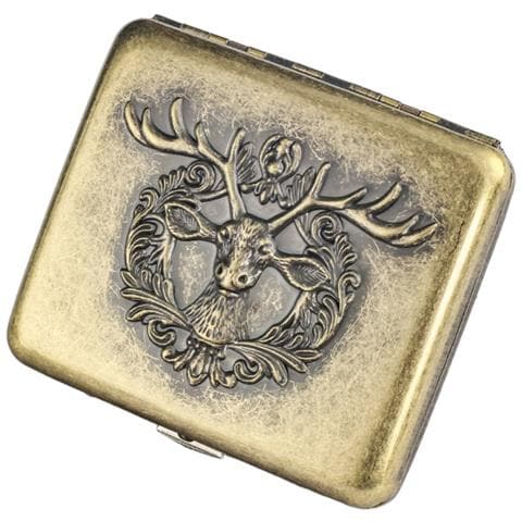 Portasigarette Antico Bronzo Con Cervo - 20 Regolari / 22 Slim - Foto 1