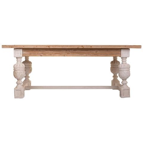Tavolo In Legno Intagliato Bianco 200x90x78h - Foto 2