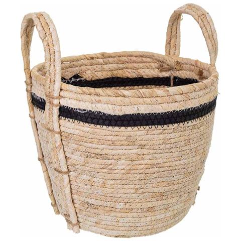 Navicella In Fibra Naturale Marrone 26x26x22h - Foto 1