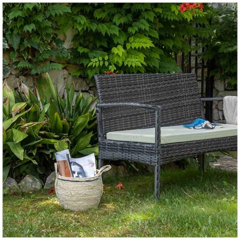 Navicella In Fibra Naturale Marrone 26x26x22h - Foto 2