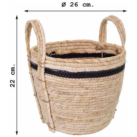 Navicella In Fibra Naturale Marrone 26x26x22h - Foto 6
