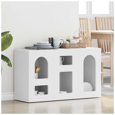 Credenza Bianco 100 x 35 x 59 cm Legno multistrato - Foto 2