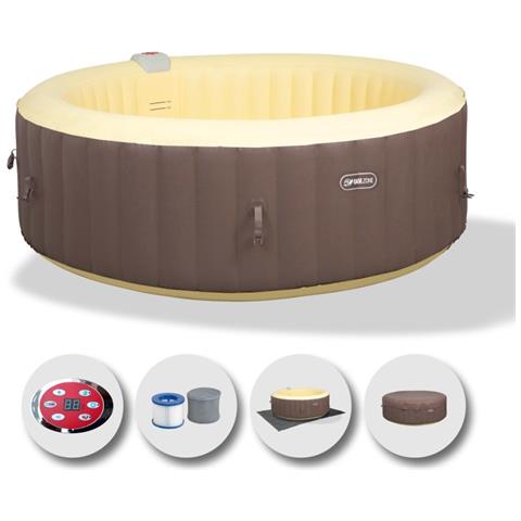 Spa Pool Tonda Pompa Integrata 1800Wt Scalda Acqua Fino 40? 130 Getti Telo Copertura Telo Protezione A Terra 2 Cartucce Filtro Sistema Sicurezza Chiusura Copertura 1000 Litri 208*65 Cm - Foto 1