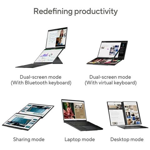 Zenbook Duo Oled Ux8406ca-ql135w Intel Core Ultra 7 255h Intel Ai Boost Npu 16gb Intel Arc Graphics Ssd 1tb 14” Fhd 16:10 60hz 0.2ms Win11 Home Touch - Foto 2