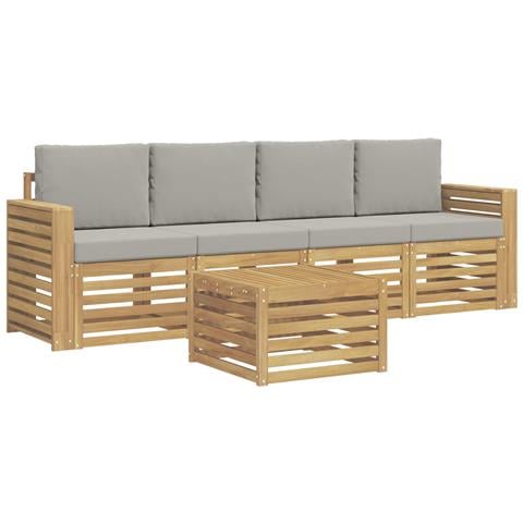 Set di divani da esterno 5 pcs Bianco e Grigio Chiaro - Foto 1