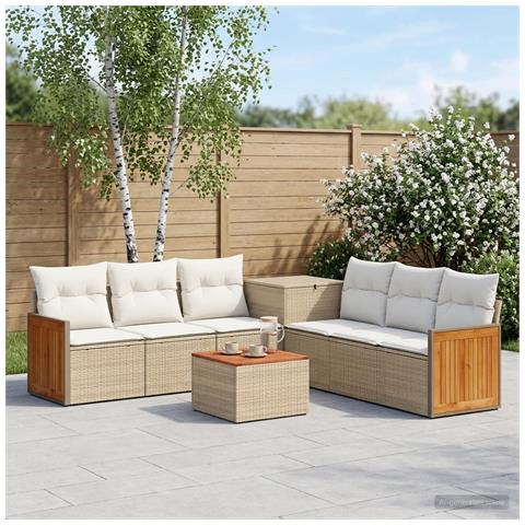 Set di divani 8 pz Beige e Bianco Crema - Foto 2