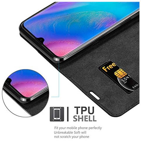 Custodia Compatibile Con Huawei P30 Pro In Nero Di Notte - Coperchio Protettiva Con Chiusura Magnetica, Funzione Stand E Tasca Per Le Carte - Foto 2
