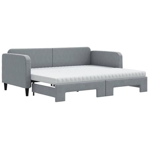 Divano Letto Estraibile Materassi Grigio Chiaro 90x200 Tessuto - Foto 1
