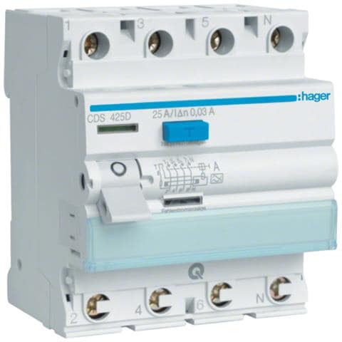 Fi-schutzschalter 4pol. 25a / 30ma 6ka Qc Cds425d (cds425d) - Foto 1
